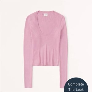 Abercrombie Women's Long-Sleeve Slim Scoopneck Sweater - Mauve Pink - Size XXL